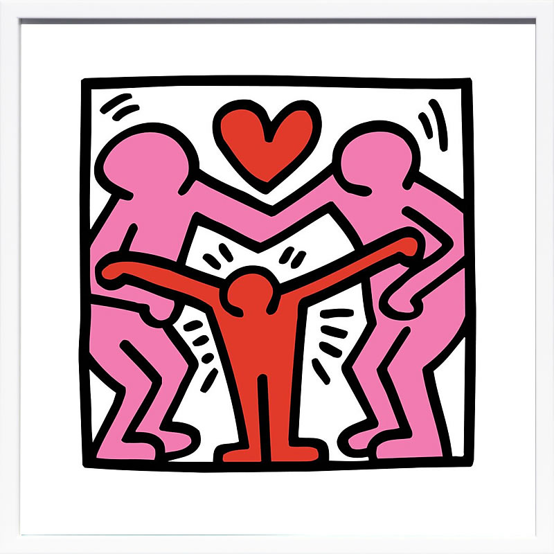 キース ヘリング ポスター 絵画 作品 グッズ アートパネル アートポスター ポップ アート 絵 複製画 版画 リトグラフ シルクスクリーン アートフレーム インテリア フレーム付き 壁掛け 北欧 おしゃれキース・ヘリング Untitled (family)