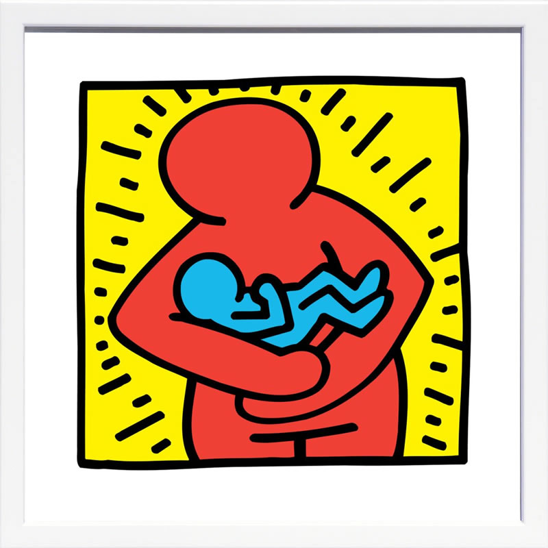 キース ヘリング ポスター 絵画 作品 グッズ アートパネル アートポスター ポップ アート 絵 複製画 版画 リトグラフ シルクスクリーン アートフレーム インテリア フレーム付き 壁掛け 北欧 おしゃれキース・ヘリング Untitled (mother and baby)