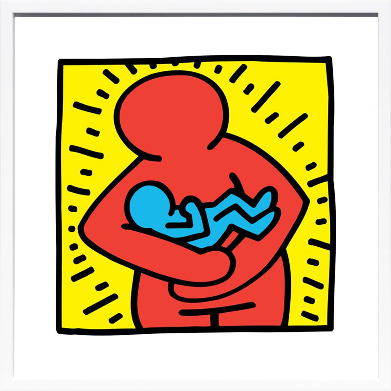 キース ヘリング ポスター 絵画 作品 グッズ アートパネル アートポスター ポップ アート 絵 複製画 版画 リトグラフ シルクスクリーン アートフレーム インテリア フレーム付き 壁掛け 北欧 おしゃれキース・ヘリング Untitled (mother and baby)