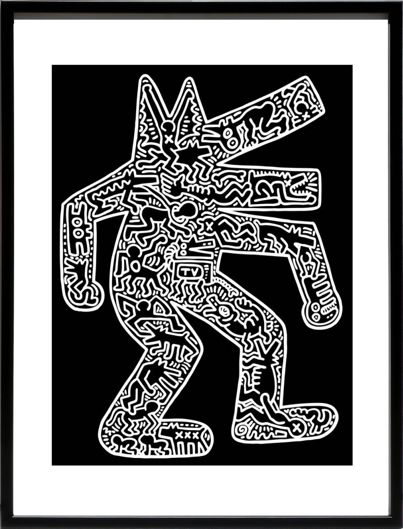 キース ヘリング ポスター 絵画 作品 グッズ アートパネル アートポスター ポップ アート 絵 複製画 版画 リトグラフ シルクスクリーン アートフレーム インテリア フレーム付き 壁掛け 北欧 おしゃれキース・ヘリング Dog, 1985