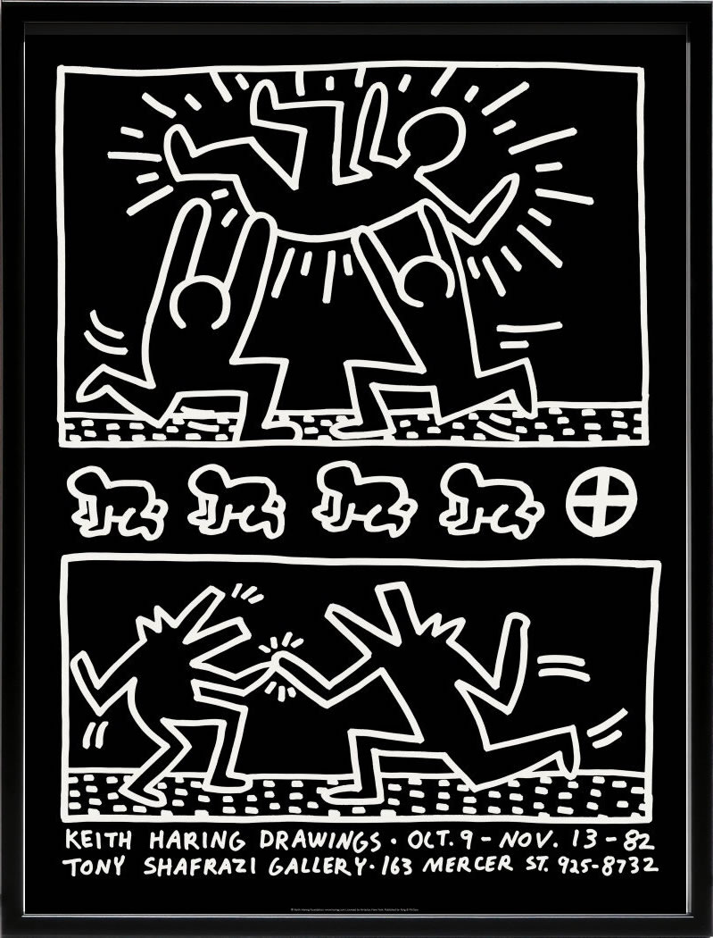 キース ヘリング ポスター 絵画 作品 グッズ アートパネル アートポスター ポップ アート 絵 複製画 版画 リトグラフ シルクスクリーン アートフレーム インテリア フレーム付き 壁掛け 北欧 おしゃれキース・ヘリング Keith Haring Drawings 1982