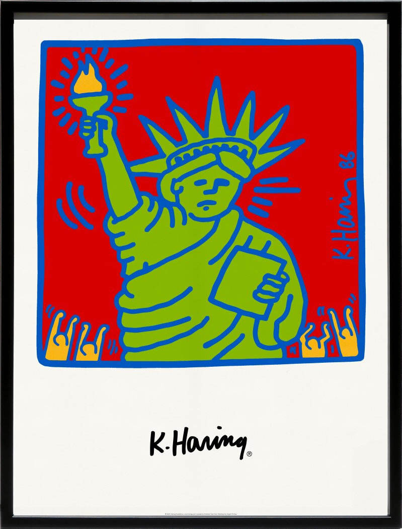 キース ヘリング ポスター 絵画 作品 グッズ アートパネル アートポスター ポップ アート 絵 複製画 版画 リトグラフ シルクスクリーン アートフレーム インテリア フレーム付き 壁掛け 北欧 おしゃれキース・ヘリング City Kids Speak on Liberty 86