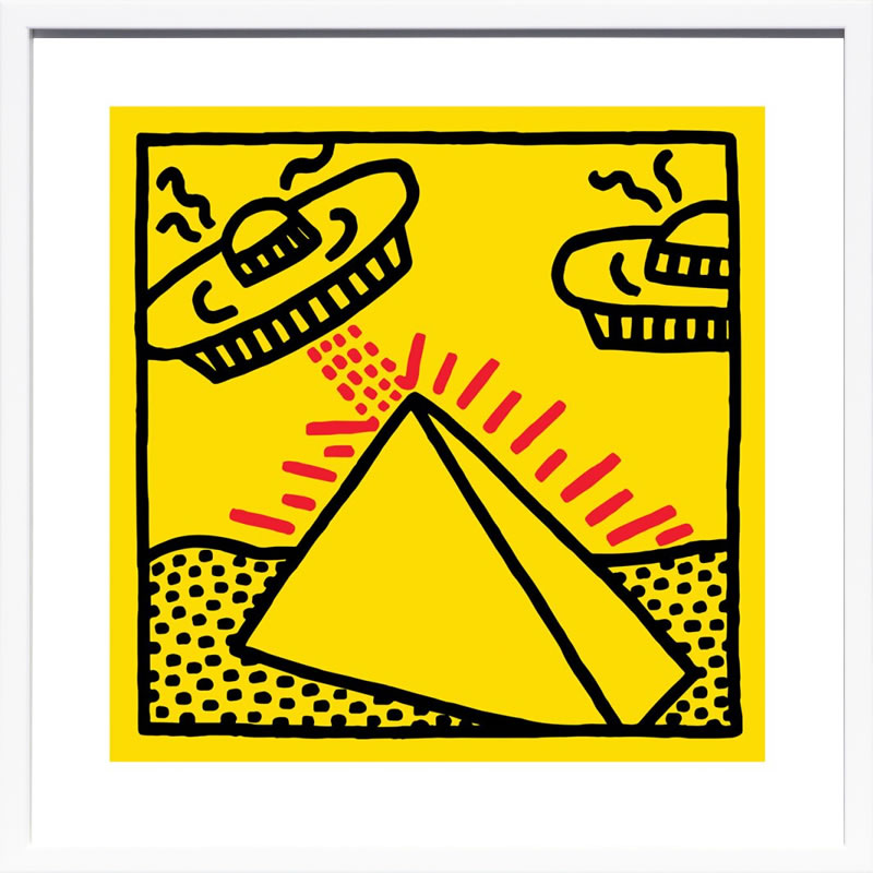 キース ヘリング ポスター 絵画 作品 グッズ アートパネル アートポスター ポップ アート 絵 複製画 版画 リトグラフ シルクスクリーン アートフレーム インテリア フレーム付き 壁掛け 北欧 おしゃれキース・ヘリング Untitled, 1984 (pyramid with UFOs)