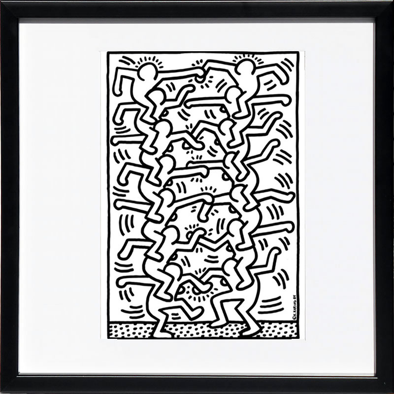 キース ヘリング ポスター 絵画 作品 グッズ アートパネル アートポスター ポップ アート 絵 複製画 版画 リトグラフ シルクスクリーン アートフレーム インテリア フレーム付き 壁掛け 北欧 おしゃれキース・ヘリング Untitled (people ladder), 1984