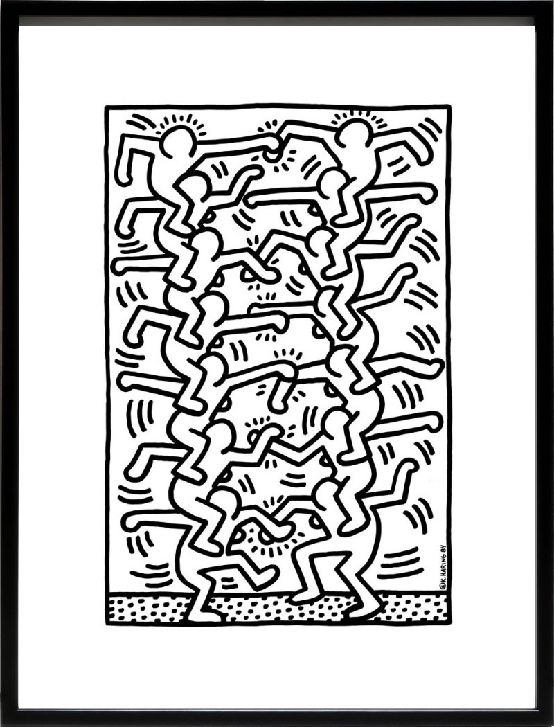 キース ヘリング ポスター 絵画 作品 グッズ アートパネル アートポスター ポップ アート 絵 複製画 版画 リトグラフ シルクスクリーン アートフレーム インテリア フレーム付き 壁掛け 北欧 おしゃれキース・ヘリング Untitled (people ladder), 1984