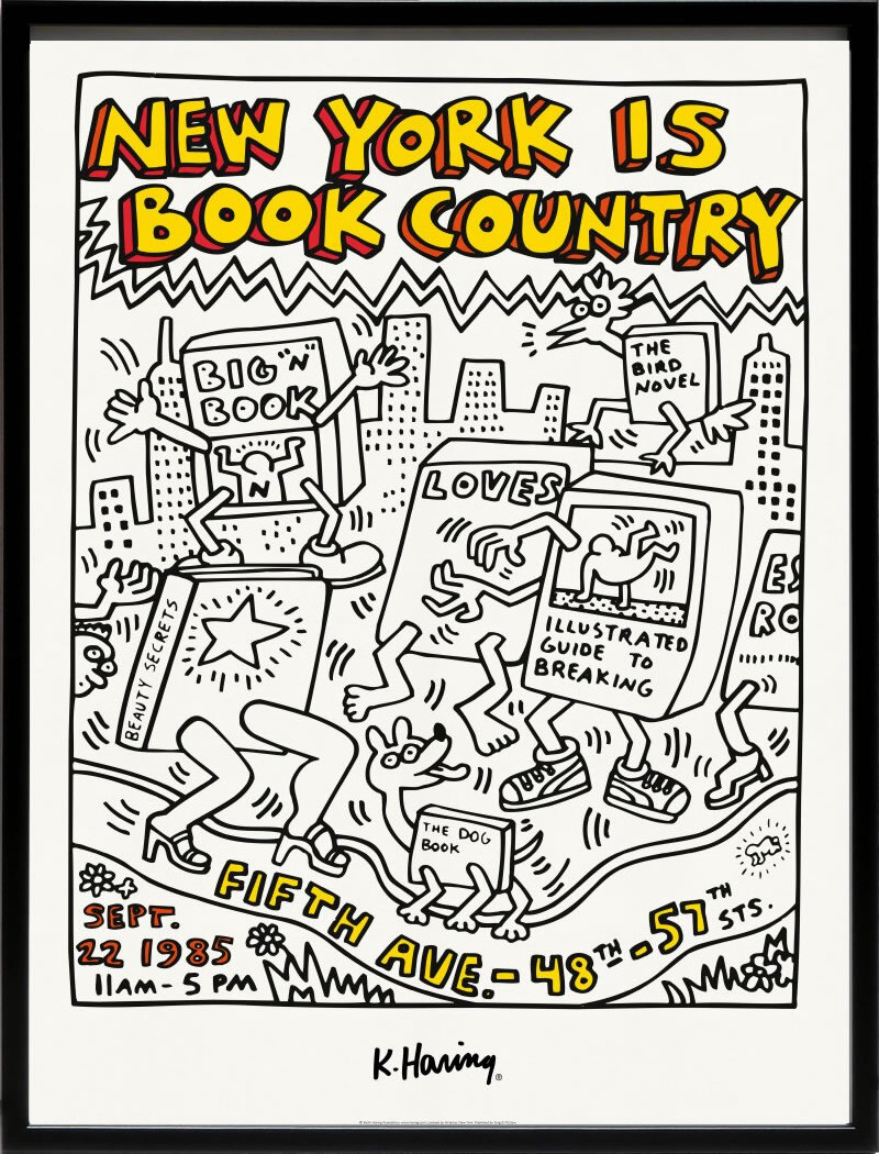 キース ヘリング ポスター 絵画 作品 グッズ アートパネル アートポスター ポップ アート 絵 複製画 版画 リトグラフ シルクスクリーン アートフレーム インテリア フレーム付き 壁掛け 北欧 おしゃれキース・ヘリング New York Is Book Country 1985