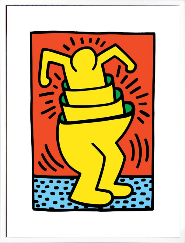 キース ヘリング ポスター 絵画 作品 グッズ アートパネル アートポスター ポップ アート 絵 複製画 版画 リトグラフ シルクスクリーン アートフレーム インテリア フレーム付き 壁掛け 北欧 おしゃれキース・ヘリング Untitled (cup man), 1989