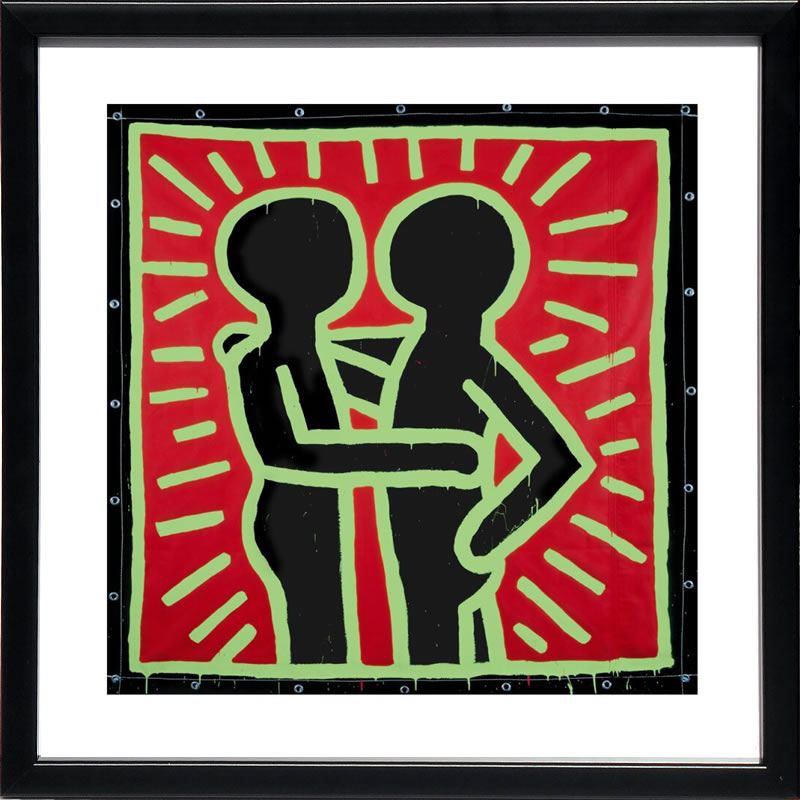 キース ヘリング ポスター 絵画 作品 グッズ アートパネル アートポスター ポップ アート 絵 複製画 版画 リトグラフ シルクスクリーン アートフレーム インテリア フレーム付き 壁掛け 北欧 おしゃれキース・ヘリング Untitled, 1982 (couple in black, red and green)