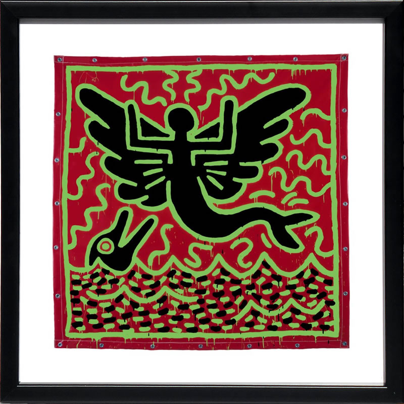 キース ヘリング ポスター 絵画 作品 グッズ アートパネル アートポスター ポップ アート 絵 複製画 版画 リトグラフ シルクスクリーン アートフレーム インテリア フレーム付き 壁掛け 北欧 おしゃれキース・ヘリング Untitled, 1982 (mermaid with dolphin)