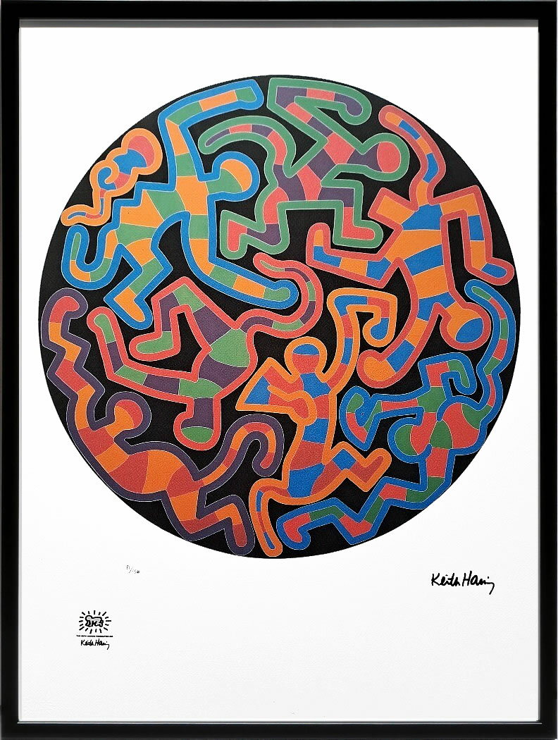 キース ヘリング ポスター 絵画 作品 グッズ アートパネル アートポスター ポップ アート 絵 複製画 版画 リトグラフ シルクスクリーン アートフレーム インテリア フレーム付き 壁掛け 北欧 おしゃれキース・ヘリング Monkey Jigsaw