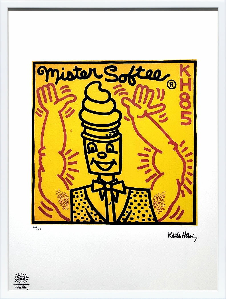 キース ヘリング ポスター 絵画 作品 グッズ アートパネル アートポスター ポップ アート 絵 複製画 版画 リトグラフ シルクスクリーン アートフレーム インテリア フレーム付き 壁掛け 北欧 おしゃれキース・ヘリング Mr Softee