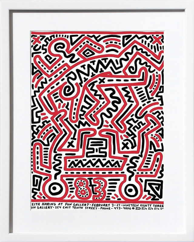 キース ヘリング ポスター 絵画 作品 グッズ アートパネル アートポスター ポップ アート 絵 複製画 版画 リトグラフ シルクスクリーン アートフレーム インテリア フレーム付き 壁掛け 北欧 おしゃれキース・ヘリング Fun Gallery Exhibition, 1983