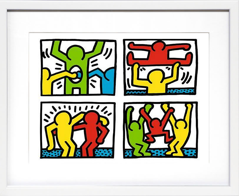 キース ヘリング ポスター 絵画 作品 グッズ アートパネル アートポスター ポップ アート 絵 複製画 版画 リトグラフ シルクスクリーン アートフレーム インテリア フレーム付き 壁掛け 北欧 おしゃれキース・ヘリング Pop Shop Quad I, c.1987