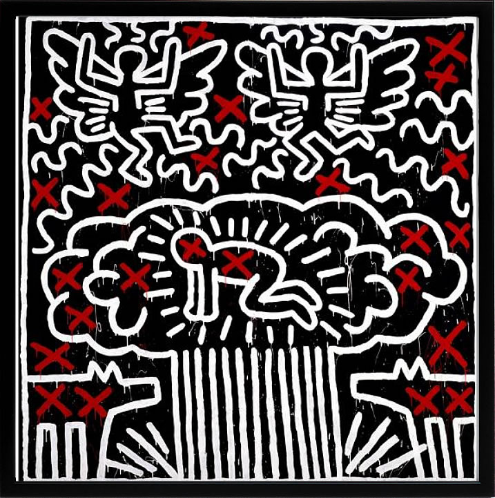 キース ヘリング ポスター 絵画 作品 グッズ アートパネル アートポスター ポップ アート 絵 複製画 版画 リトグラフ シルクスクリーン アートフレーム インテリア フレーム付き 壁掛け 北欧 おしゃれキース・ヘリング Untitled,1983