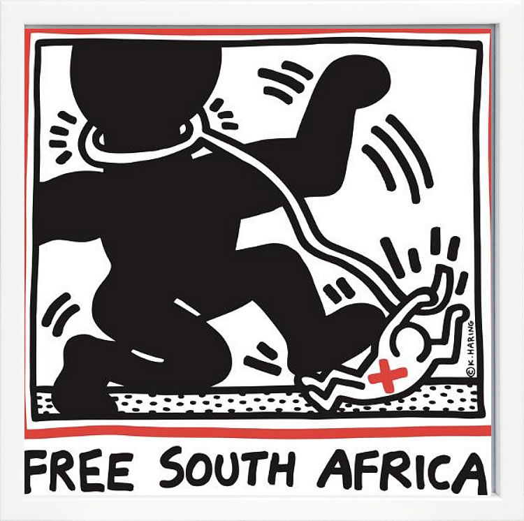 キース ヘリング ポスター 絵画 作品 グッズ アートパネル アートポスター ポップ アート 絵 複製画 版画 リトグラフ シルクスクリーン アートフレーム インテリア フレーム付き 壁掛け 北欧 おしゃれキース・ヘリング Free South Africa, 1985