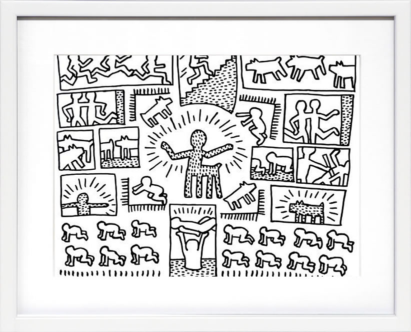 キース ヘリング ポスター 絵画 作品 グッズ アートパネル アートポスター ポップ アート 絵 複製画 版画 リトグラフ シルクスクリーン アートフレーム インテリア フレーム付き 壁掛け 北欧 おしゃれキース・ヘリング The Blueprint Drawings, 1990