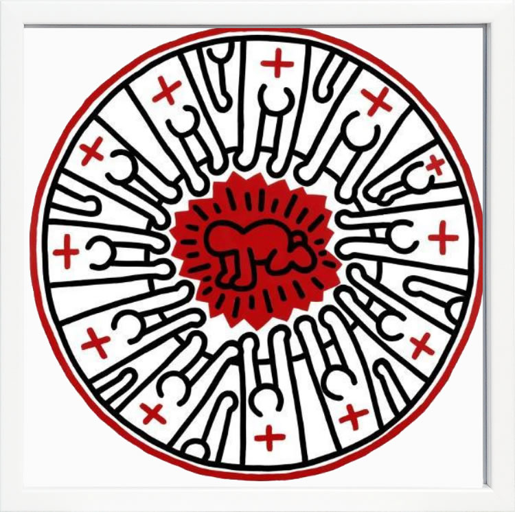 キース ヘリング ポスター 絵画 作品 グッズ アートパネル アートポスター ポップ アート 絵 複製画 版画 リトグラフ シルクスクリーン アートフレーム インテリア フレーム付き 壁掛け 北欧 おしゃれキース・ヘリング Untitled, 1985