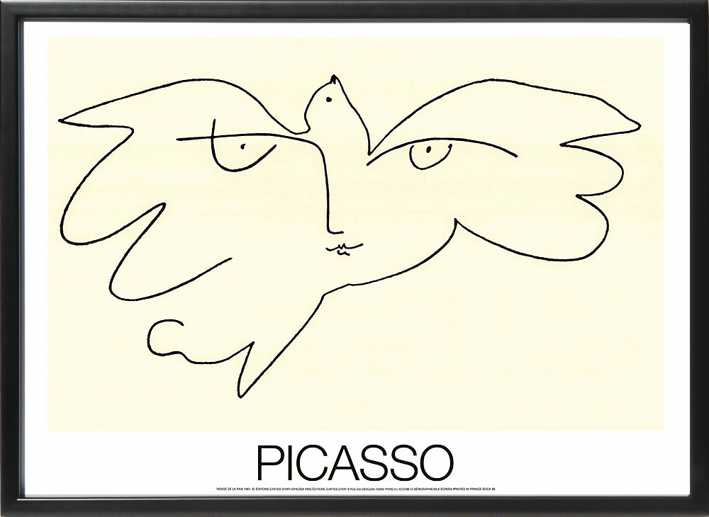 パブロ ピカソ 絵画 絵 ポスター アートパネル アートポスター モダン アート リトグラフ ゲルニカ 鳩 ドローイング 複製画 版画 作品 シルクスクリーン 絵画インテリア フレーム付き 壁掛け 北欧 おしゃれパブロ・ピカソ Face of Peace, 1961