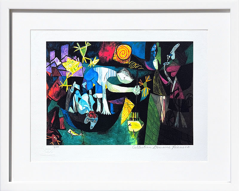 パブロ ピカソ 絵画 絵 ポスター アートパネル アートポスター モダン アート リトグラフ ゲルニカ 鳩 ドローイング 複製画 版画 作品 シルクスクリーン 絵画インテリア フレーム付き 壁掛け 北欧 おしゃれパブロ・ピカソ Night Fishing at Antibes