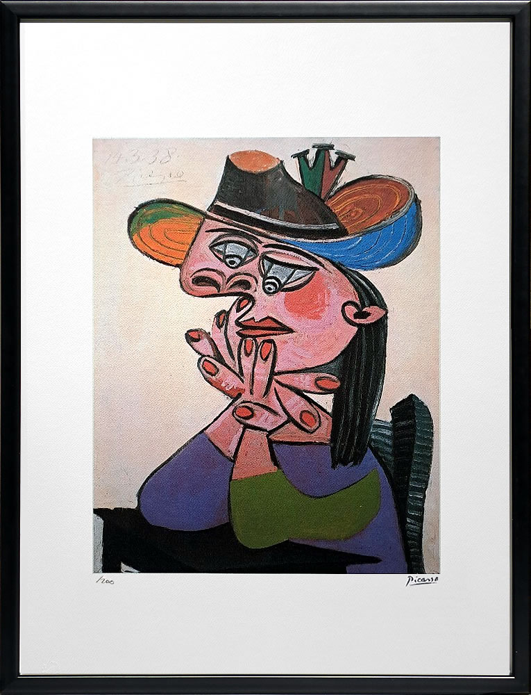 パブロ ピカソ 絵画 絵 ポスター アートパネル アートポスター モダン アート リトグラフ ゲルニカ 鳩 ドローイング 複製画 版画 作品 シルクスクリーン 絵画インテリア フレーム付き 壁掛け 北欧 おしゃれパブロ・ピカソ Woman in a Hat
