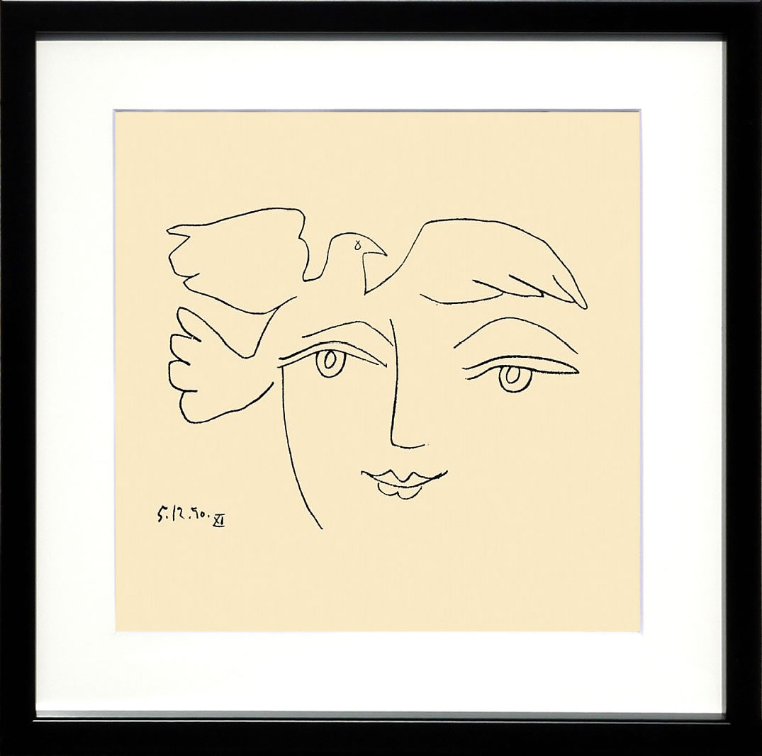 パブロ ピカソ 絵画 絵 ポスター アートパネル アートポスター モダン アート リトグラフ ゲルニカ 鳩 ドローイング 複製画 版画 作品 シルクスクリーン 絵画インテリア フレーム付き 壁掛け 北欧 おしゃれパブロ・ピカソ The Face of Peace XI, 1950