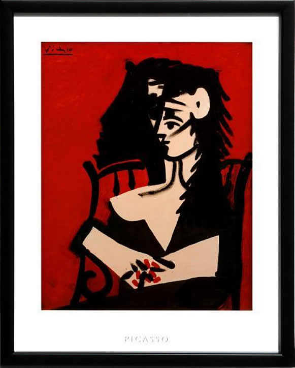 パブロ・ピカソ 絵画 ポスター 絵 アートパネル アートポスター リトグラフ 鳩 犬 猫 鳥 花束を持つ手 ゲルニカ 複製画 版画 シルクスクリーン 絵画インテリア フレーム付き モダン 北欧 おしゃれパブロ・ピカソ Jacqueline a Mantille Sur Fond Rouge