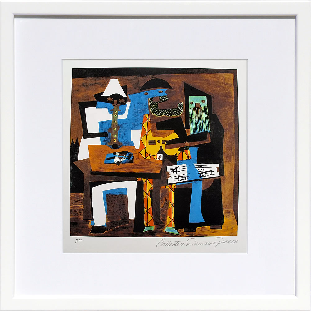 【ライセンスプリント】パブロ ピカソ ポスター リトグラフ 絵 絵画 複製画 版画 アートパネル アートポスター 絵画インテリア 平和の鳩 花束を持つ手 犬 猫 ふくろう ゲルニカ シルクスクリーン フレーム付き モダン 北欧 おしゃれパブロ・ピカソ Three Musicians