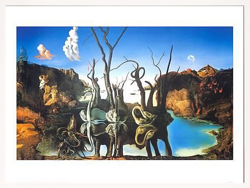 【ライセンスプリント】サルバドール ダリ リトグラフ 版画 絵画 ポスター アートパネル モダン アート 絵 複製画 抽象画 作品 シルクスクリーン アートフレーム インテリア フレーム付き 壁掛け 北欧 おしゃれ 大きいサルヴァドール・ダリ Swans Reflecting Elephants