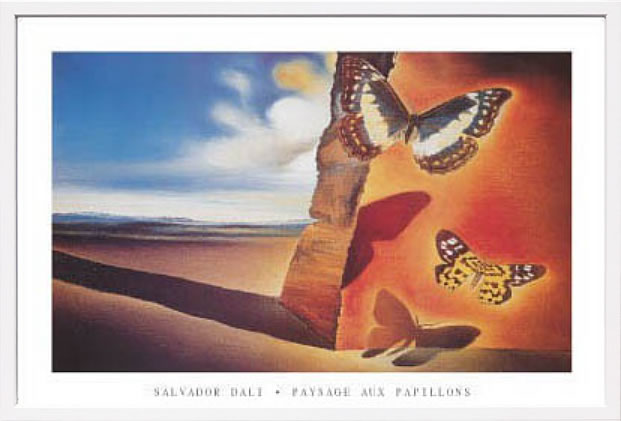 【ライセンスプリント】サルバドール ダリ リトグラフ 版画 絵画 ポスター アートパネル モダン アート 絵 複製画 抽象画 作品 シルクスクリーン アートフレーム インテリア フレーム付き 壁掛け 北欧 おしゃれ 大きいサルヴァドール・ダリ Paysage aux Papillons