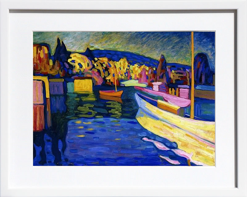 樂天商城 - ワシリー カンディンスキー 絵画 絵 ポスター アートパネル アートポスター モダン アート 複製画 版画 リトグラフ シルクスクリーン 絵画インテリア フレーム付き 北欧 おしゃれワシリー・カンディンスキー Autumn Landscape with Boats, 1908