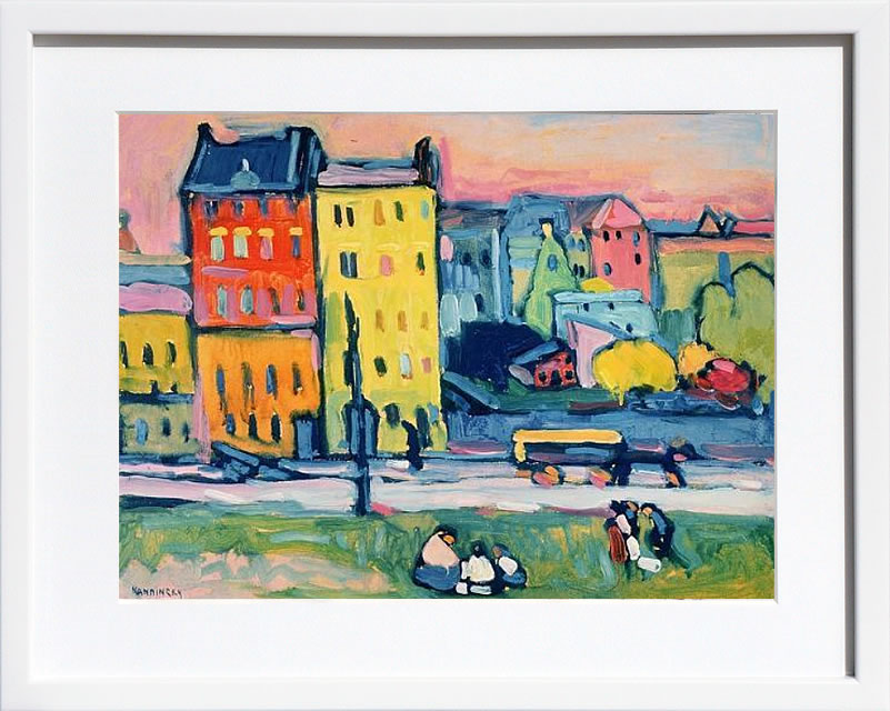 【ライセンスプリント】ワシリー カンディンスキー ポスター モダン アート 絵画 絵 複製画 版画 作品 リトグラフ シルクスクリーン アートパネル アートポスター インテリア フレーム付き 抽象画 壁掛け 北欧 おしゃれワシリー・カンディンスキー Houses in Munich