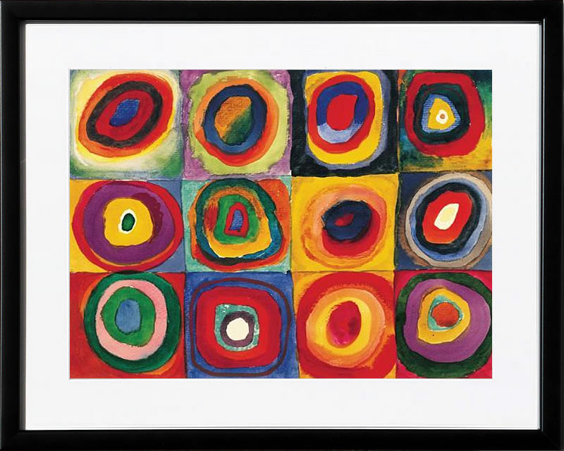 【ライセンスプリント】ワシリー カンディンスキー ポスター モダン アート 絵画 絵 複製画 版画 作品 リトグラフ シルクスクリーン アートパネル アートポスター インテリア フレーム付き 抽象画 壁掛け 北欧 おしゃれワシリー・カンディンスキー Squares Concentric