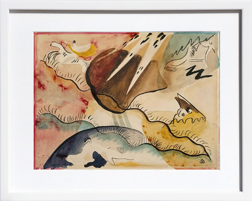 樂天商城 - ワシリー カンディンスキー 絵画 絵 ポスター アートパネル アートポスター モダン アート 複製画 版画 リトグラフ シルクスクリーン 絵画インテリア フレーム付き 北欧 おしゃれワシリー・カンディンスキー Rain Landscape, 1911 (W/C on Paper)