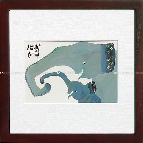 武内祐人 ポスター 絵画 絵 複製画 版画 作品 リトグラフ シルクスクリーン アートパネル アートポスター アートフレーム ナチュラル インテリア フレーム付き 壁掛け 北欧 おしゃれ武内 祐人 ゾウのおやこ