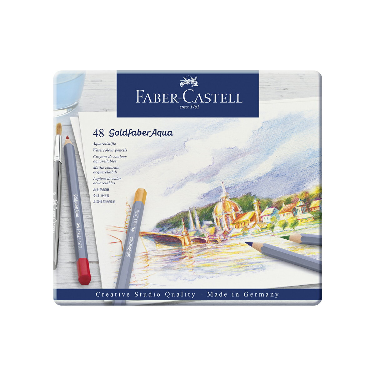 ファーバーカステル ゴールドファーバーアクア水彩色鉛筆 48色 （缶入） 114648 ファーバー カステル faber castell いろえんぴつ いろえんぴつ48色 鉛筆 水彩 色鉛筆セット 色鉛筆48色 アクア 水彩色鉛筆セット 塗り絵 ぬりえ ゴールドファーバー