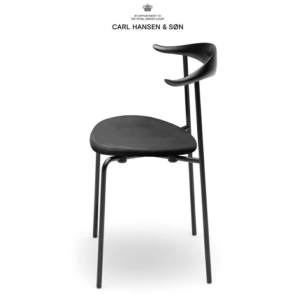 カールハンセン & サン Carl Hansen & Son CH88P スタッキングチェア オーク Oak ブラック塗装 目はじき仕上げ ブラックフレーム レザー LOKE 7150 ブラック ハンス J ウェグナー Hans.J.Wegner ダイニングチェア 椅子 北欧 モダン デザイナーズ 正規品