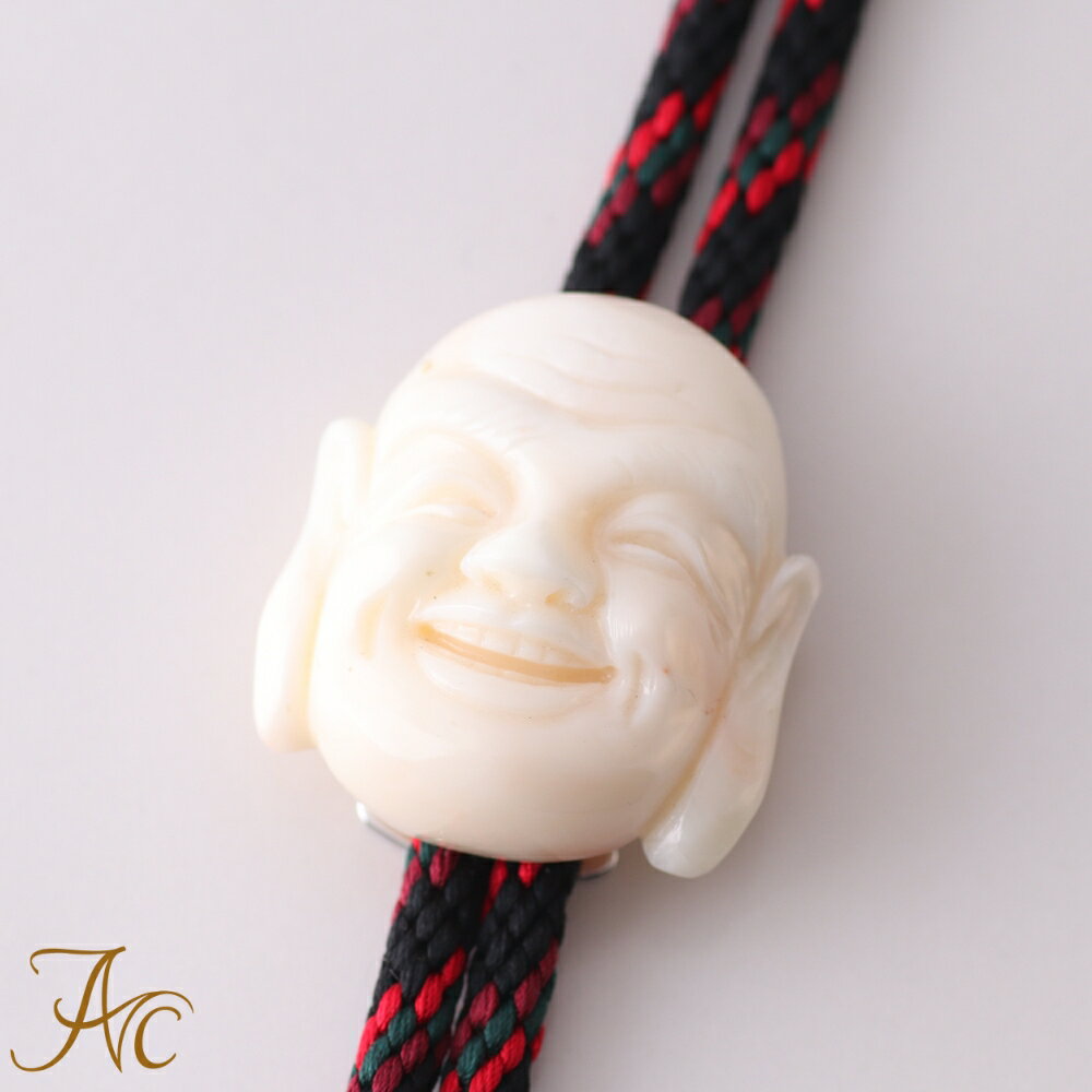 ≪1年保証付き≫ピンク珊瑚 七福神 布袋尊 ループタイ ネクタイ メンズ シンプル 差し色 上品で希少 貴重な大人 女性 レディース おしゃれな3月 誕生石 珊...