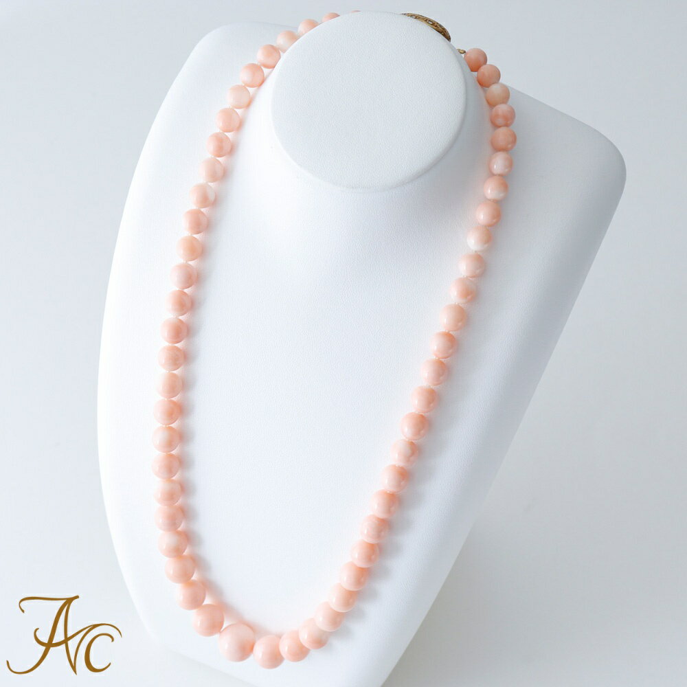 ≪1年保証付き≫ 本ボケ珊瑚7.5〜13.5ミリ玉55センチK18ネックレス【 3月 誕生石 珊瑚 アクセサリー ジュエリー 還暦祝 赤 結婚 35周年 プレゼ...