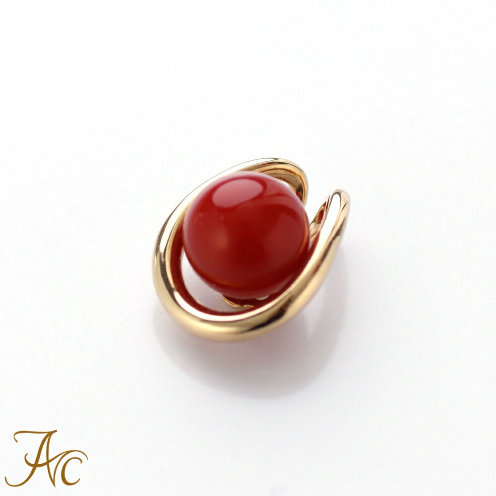 ≪4日20時〜25％OFF≫ 日本産血赤珊瑚のシンプル 差し色K18ペンダントトップ シンプル 差し色 上品 希少 貴重 大人 女性 レディース おしゃれな かわいい 3月 誕生石 珊瑚 アクセサリー ジュエリー 還暦祝 赤 結婚 35周年