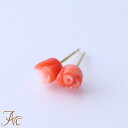 ≪あす楽対応≫ ピンク珊瑚<チューリップ>K10 ピアス シンプル 差し色 上品 希少 貴重 大人 女性 レディース おしゃれな かわいい 3月 誕生石 珊瑚 ...