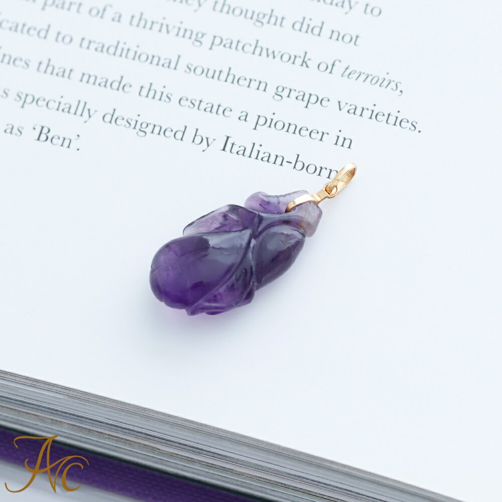 Amethyst - ≪送料無料≫アメジスト 茄子 ナス K18 ペンダント・トップ 天然石 誕生石 アクセサリー アクセ 誕生日 プレゼント 女性 パワーストーン 成功 繁栄 健やかな体 旅の安全 誕生石 仁 義 礼 智 信 2月 紫