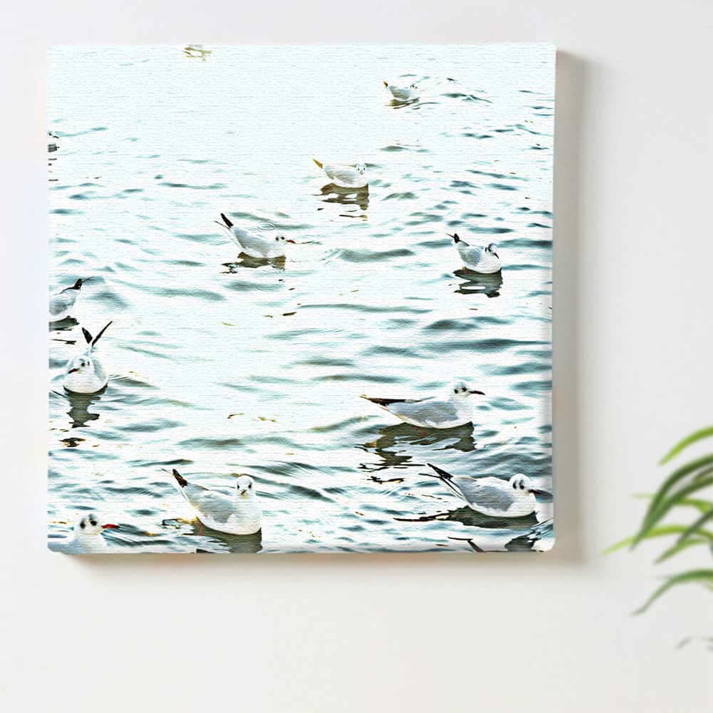 カモメ 湖 自然のインテリア用アートパネル ファブリック パネル ポスター ボード 壁掛け アート 絵 おしゃれ インテリア 玄関 30cm×30cm Mサイズ 【返金保証】