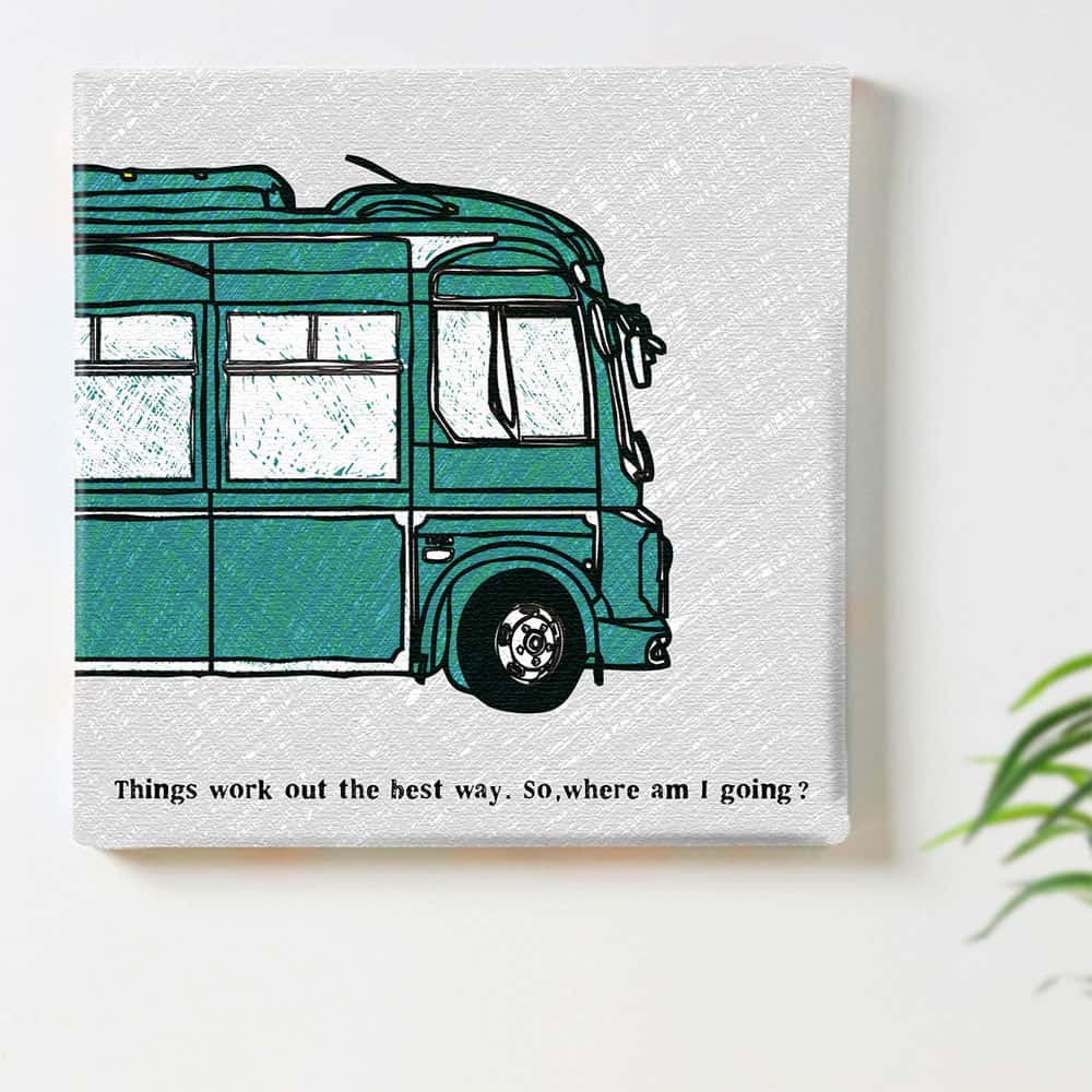 バス 車 グレーのインテリア用ファブリックパネル ファブリック パネル ポスター ボード 壁掛け アート 絵 おしゃれ インテリア 玄関 30cm×30cm Mサイズ 【返金保証】