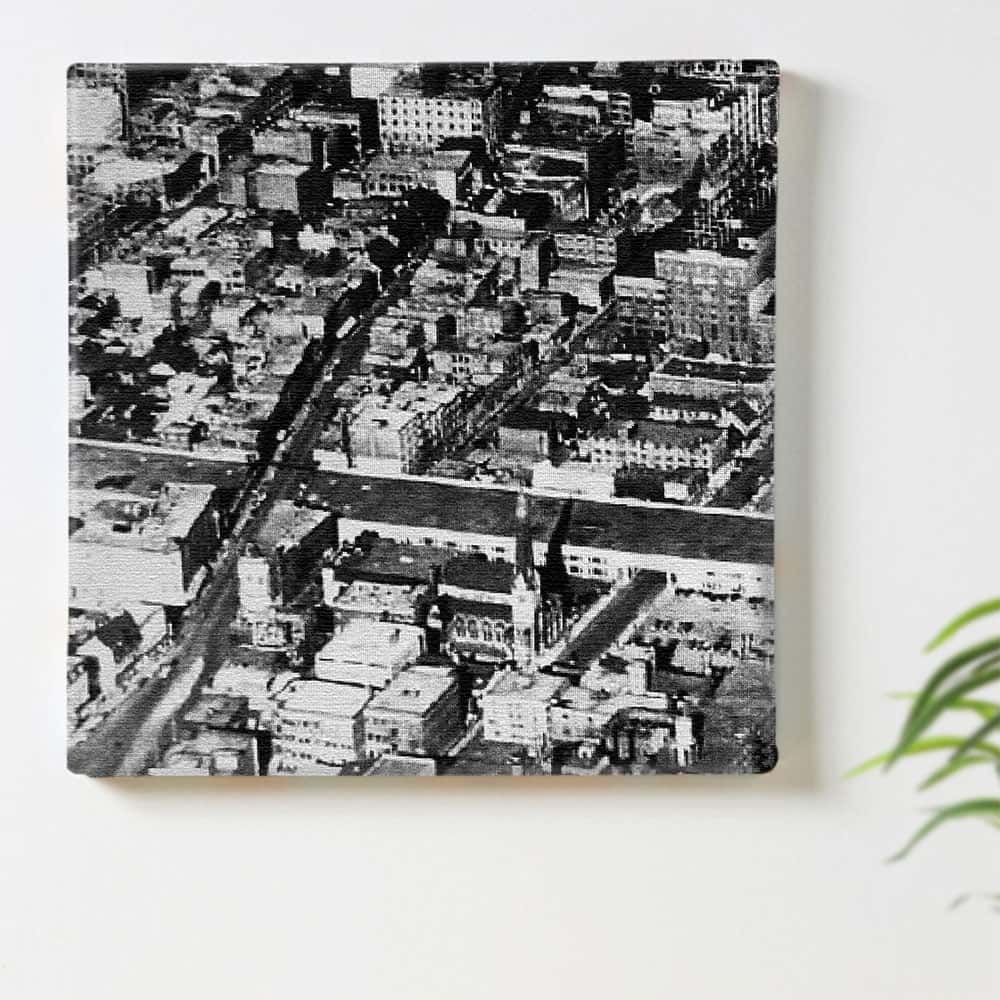 街並み モノクロ アートパネル 30cm × 30cm 日本製 ポスター おしゃれ インテリア 模様替え リビング ..