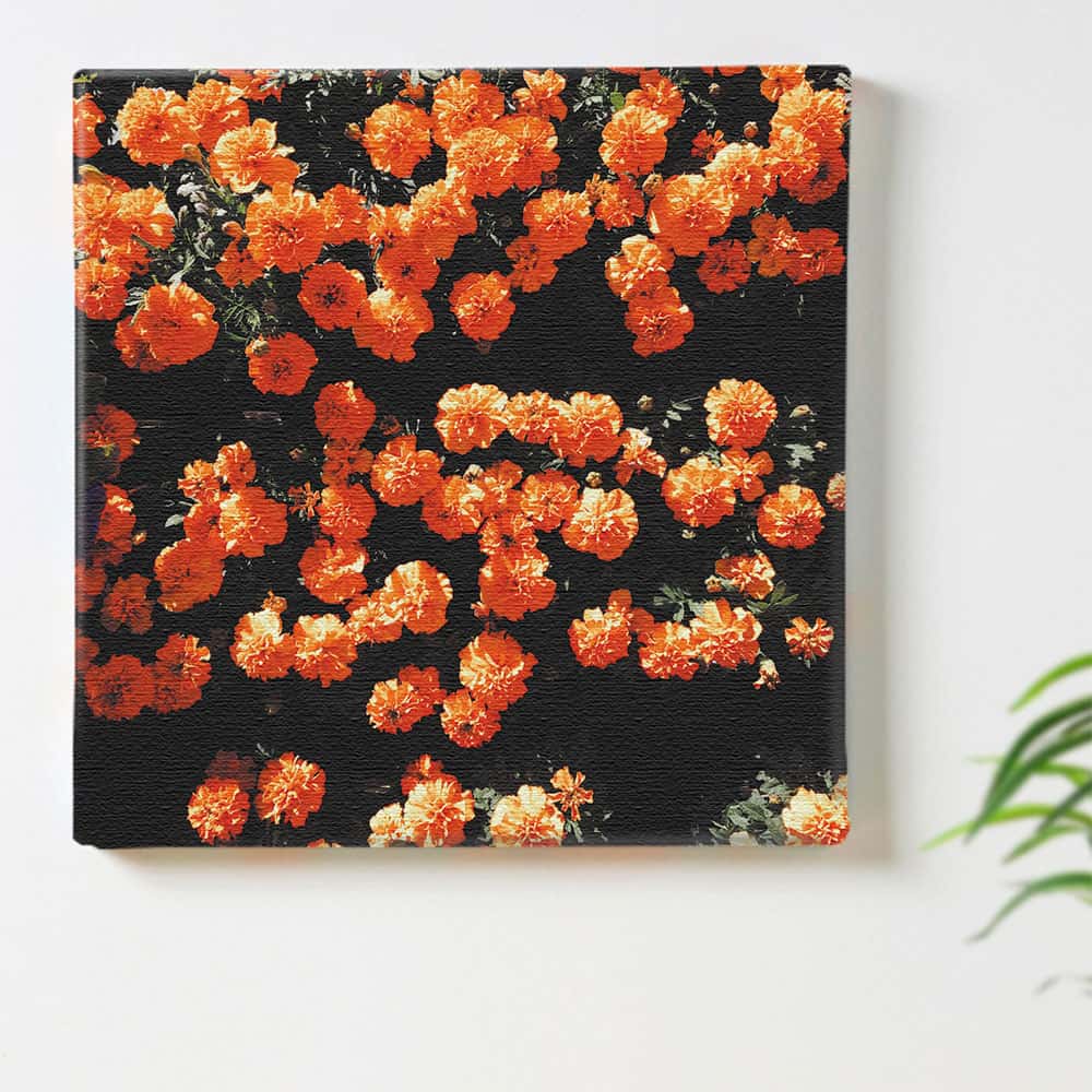 【アートデリ】花のアートパネル インテリア雑貨 アートパネル キャンバス オレンジ poht-2205-23-L 57cm×57cm Lサイズ