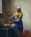 油絵　フェルメールの名作「牛乳を注ぐ女」 ma219