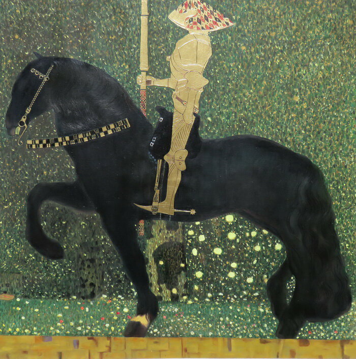 名画 絵画 人気ブランド新作豊富 油絵 グスタフ 黄金の騎士 クリムトの名作 人生は戦いなり