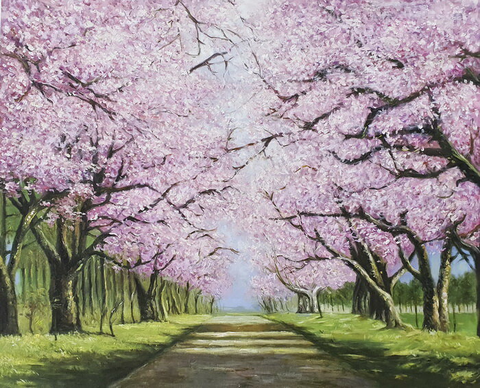 Rakuten - 油絵 二十間道路桜並木　MA131