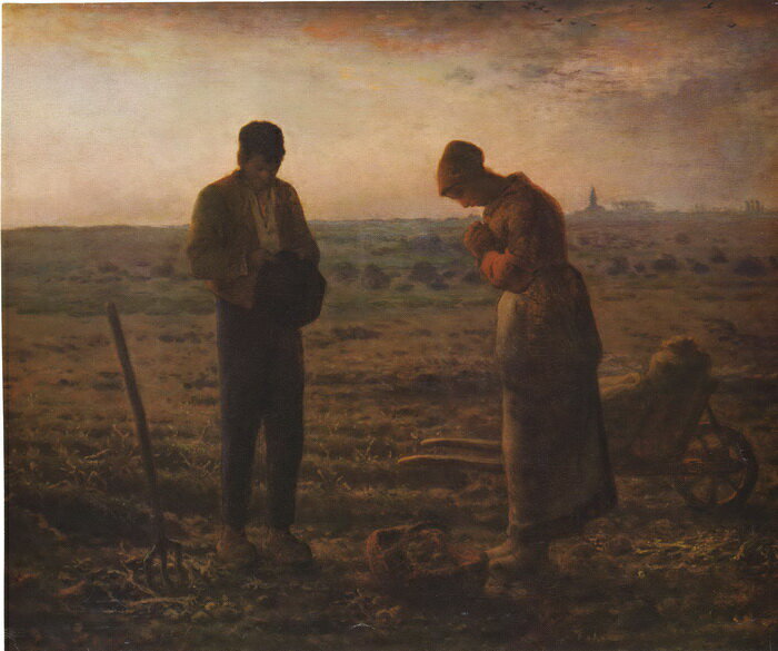 油絵 ミレーの名作_晩鐘　MA127