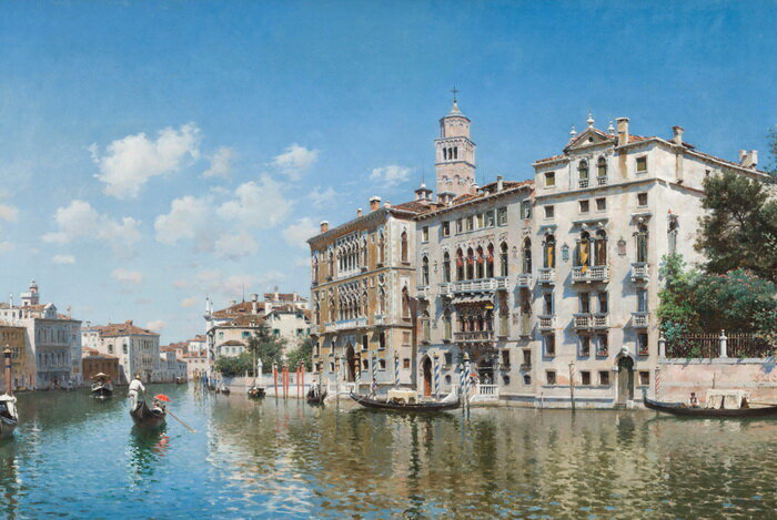 乐天商城 - 油絵 Federico del Campoの名作_ ベニスのパラッツォ・カヴァッリ-フランケッティ　MA3194